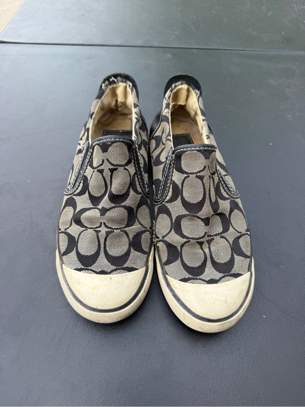 Coach Signature Slip-On Sneakers in Black & Tan